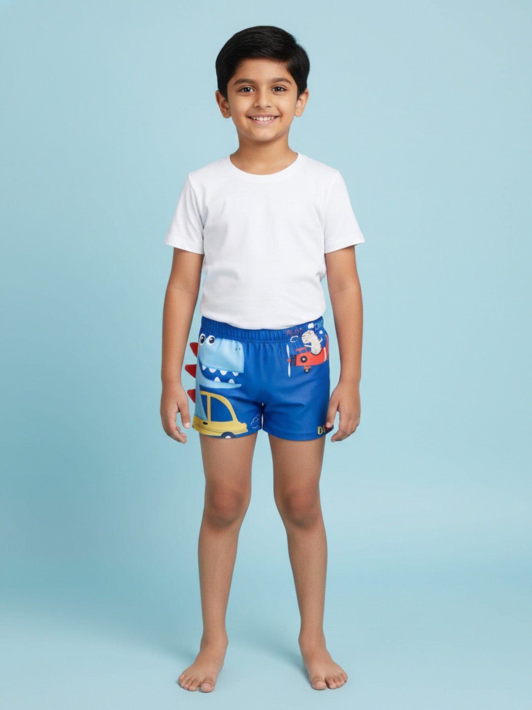 Dino Drive 'N' Dive Boys Swim Shorts With Cap Set