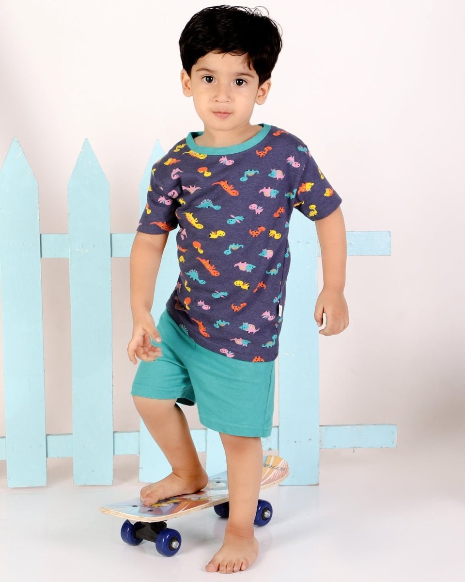 Dino Squad Boys Casual Cotton T-Shirt and Shorts Set