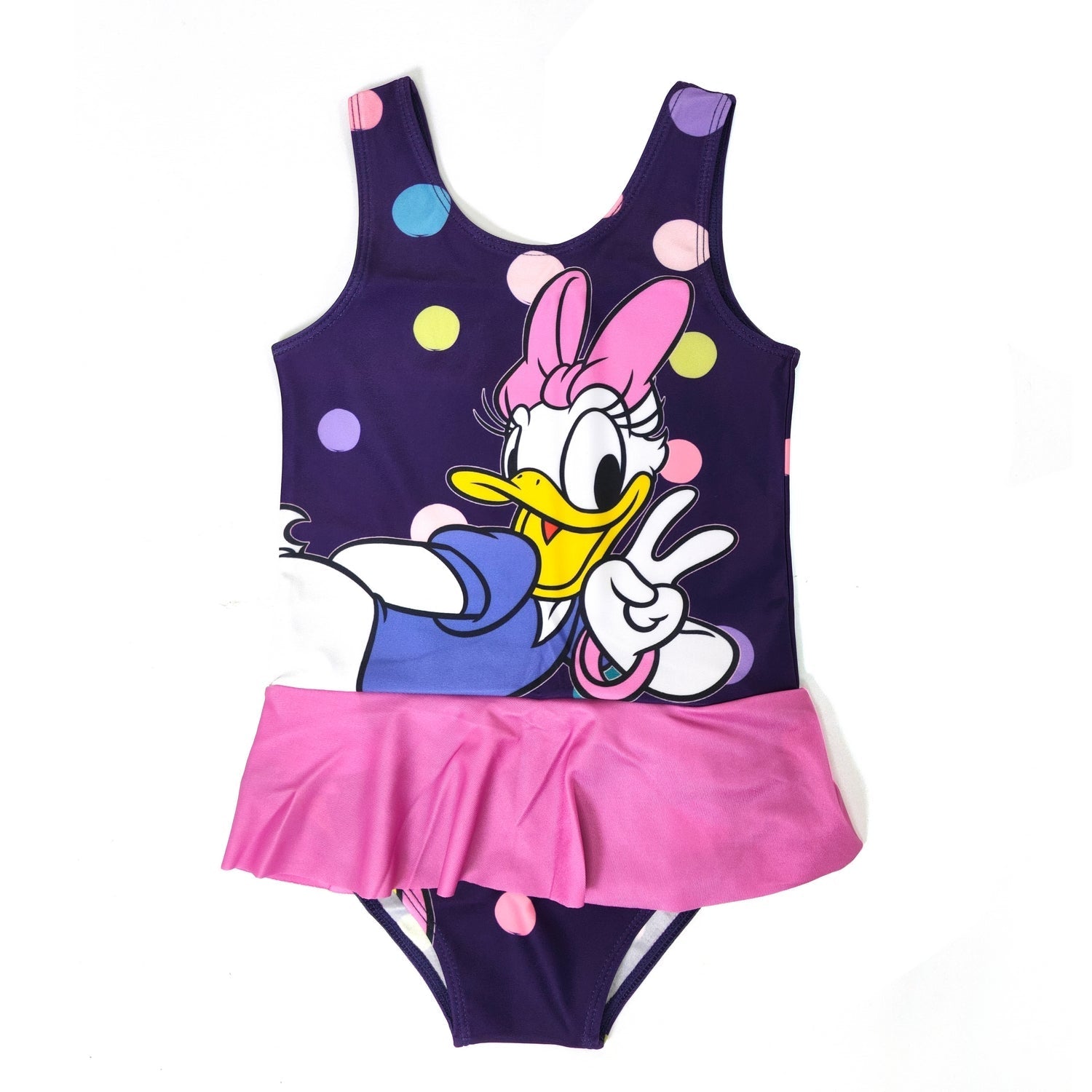 Donald Duck Girls Character Print Polyester Spandex Swimwear