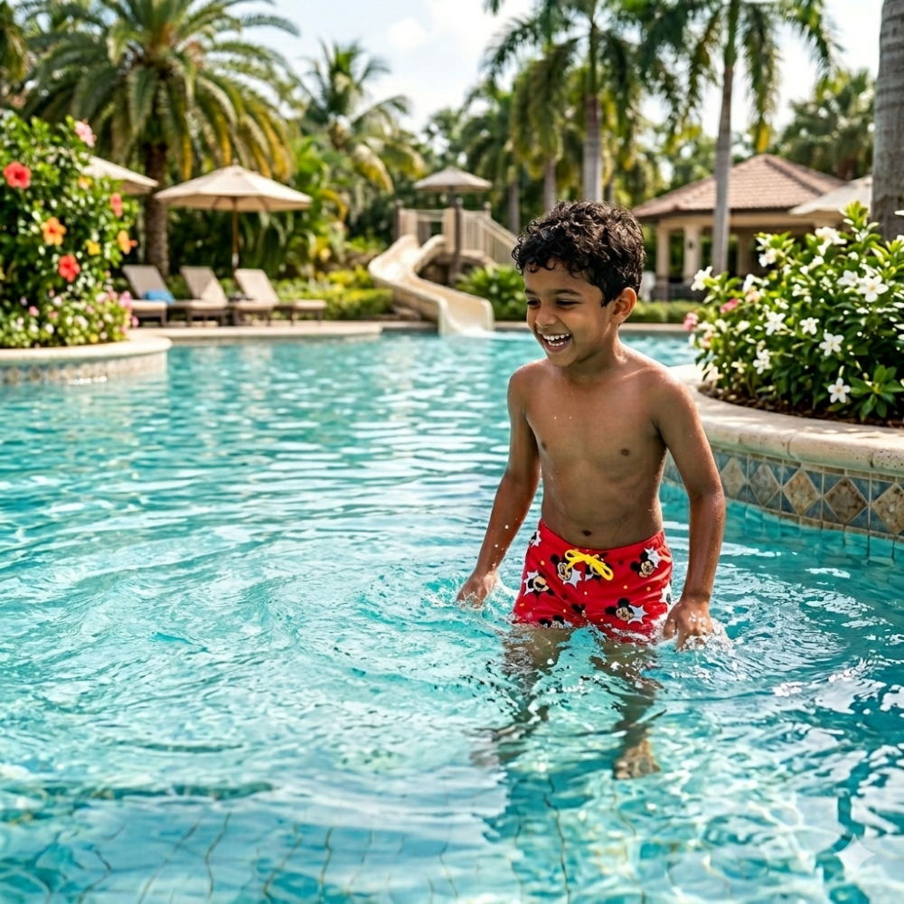 Mickey Boys Character Print Polyester Spandex Swim Trunks