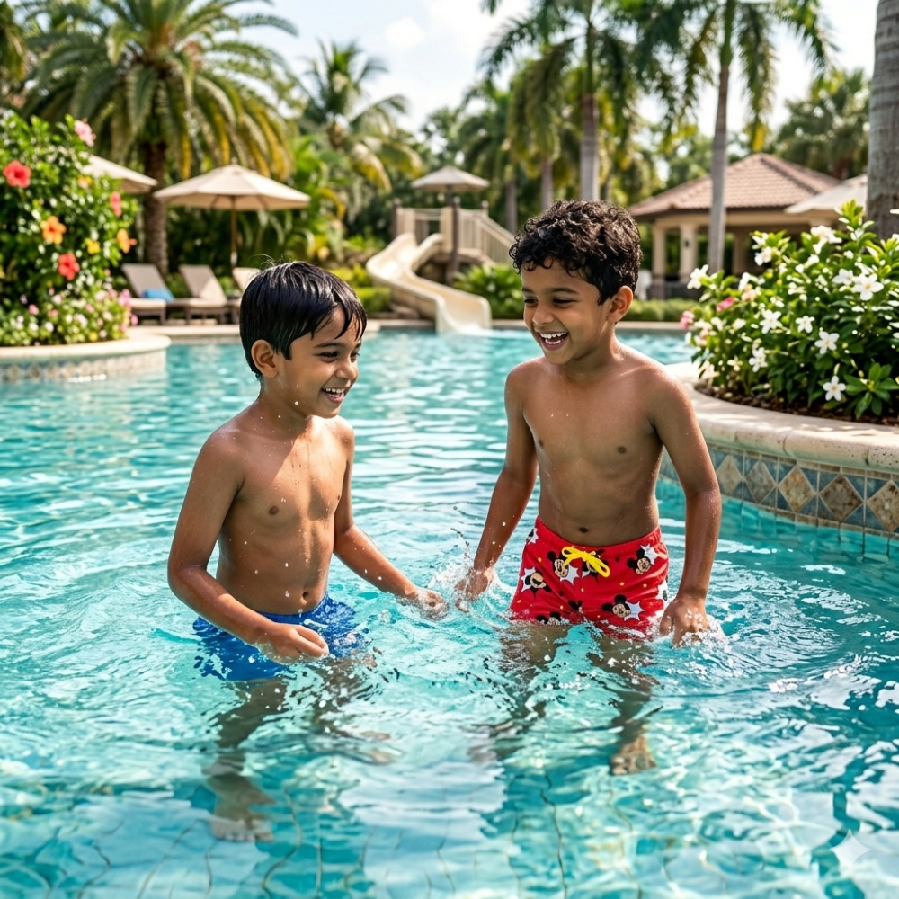 Mickey Boys Character Print Polyester Spandex Swim Trunks