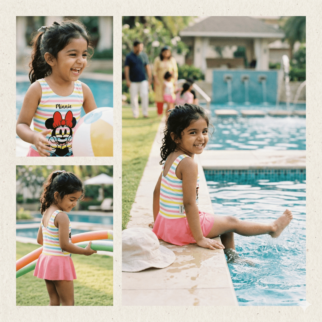Minnie Mouse Girls Character Print Polyester Spandex Swimwear