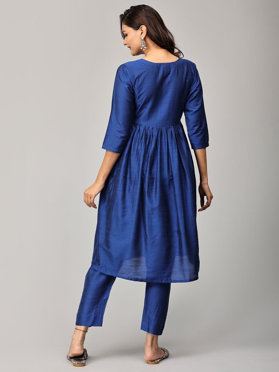  Diva Blue Maternity and Nursing Silk Kurta Set Blue