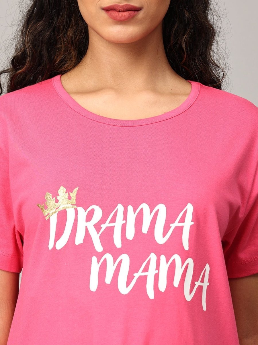  Drama Mama Maternity T-Shirt Dress Fuschia