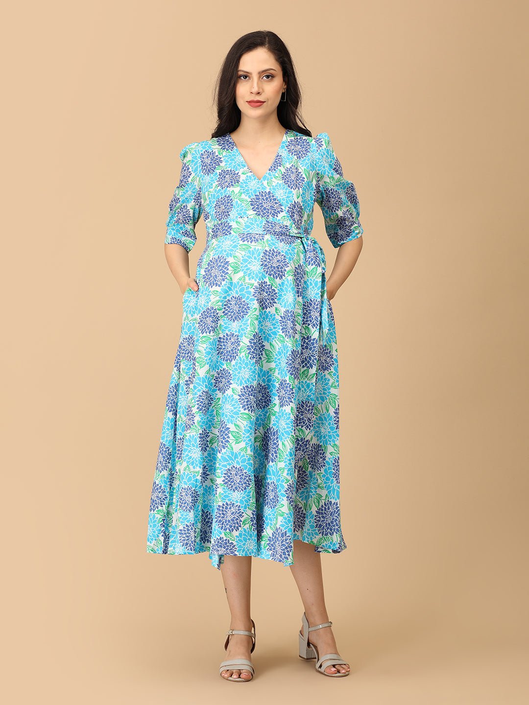  Dressed to Bloom Maternity and Nursing Wrap Dress Multi