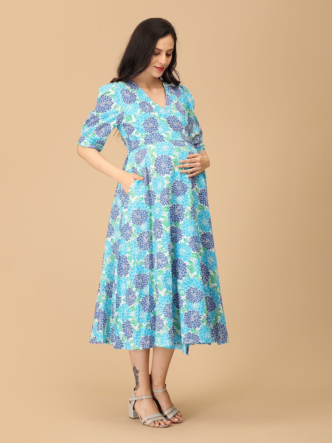 Dressed to Bloom Maternity and Nursing Wrap Dress Multi