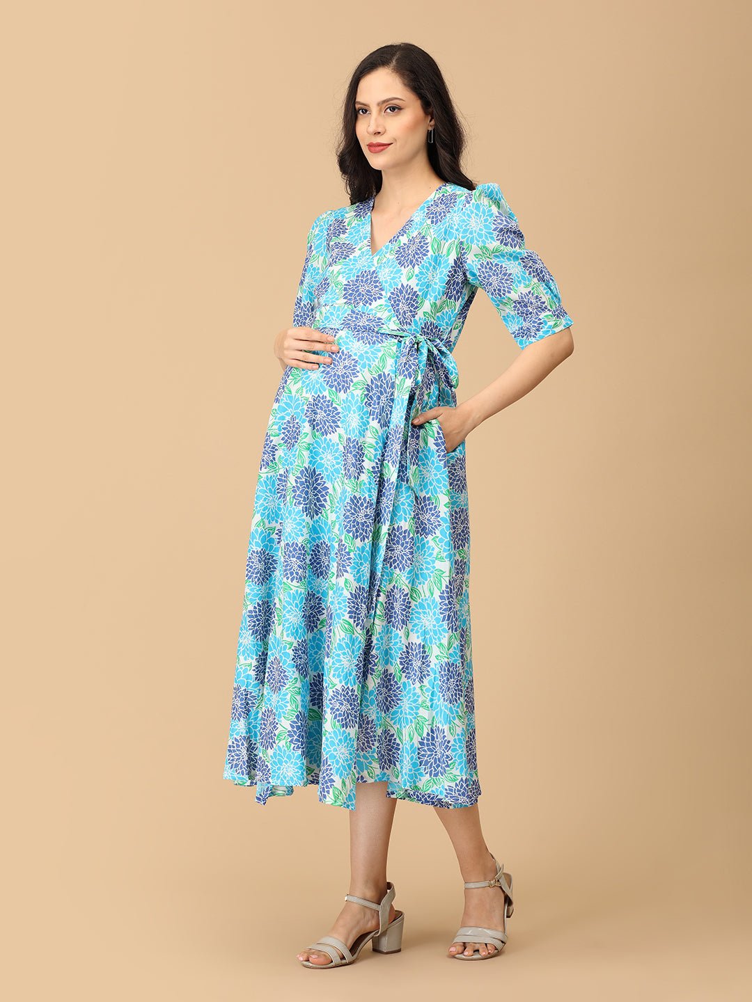  Dressed to Bloom Maternity and Nursing Wrap Dress Multi