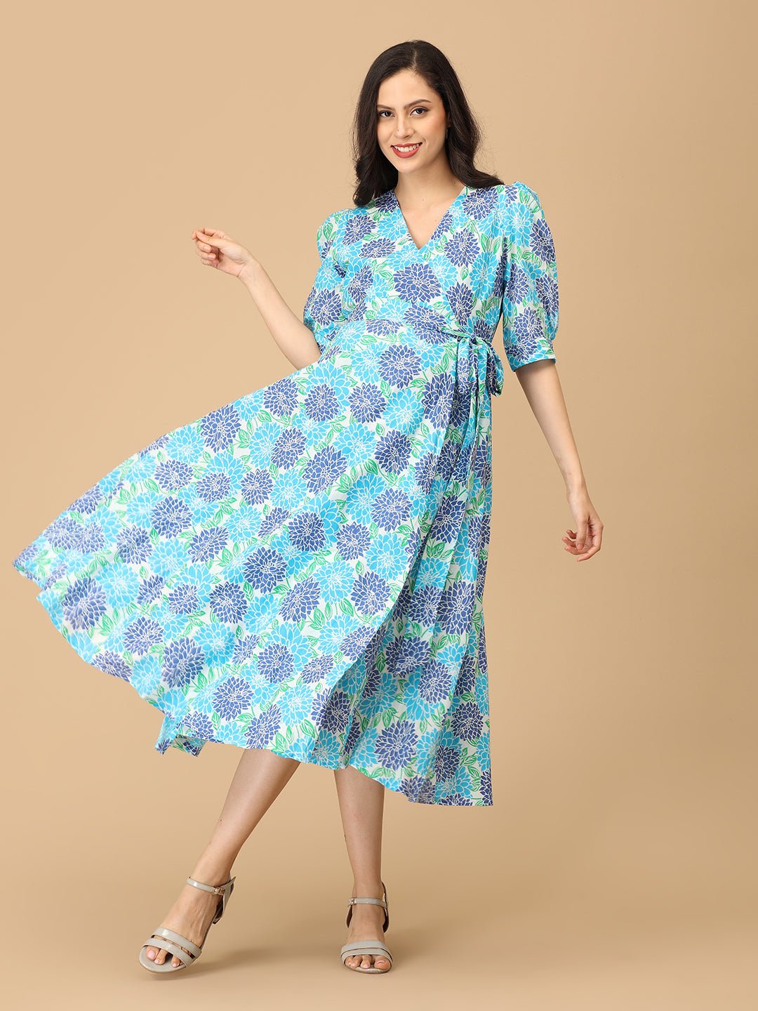  Dressed to Bloom Maternity and Nursing Wrap Dress Multi