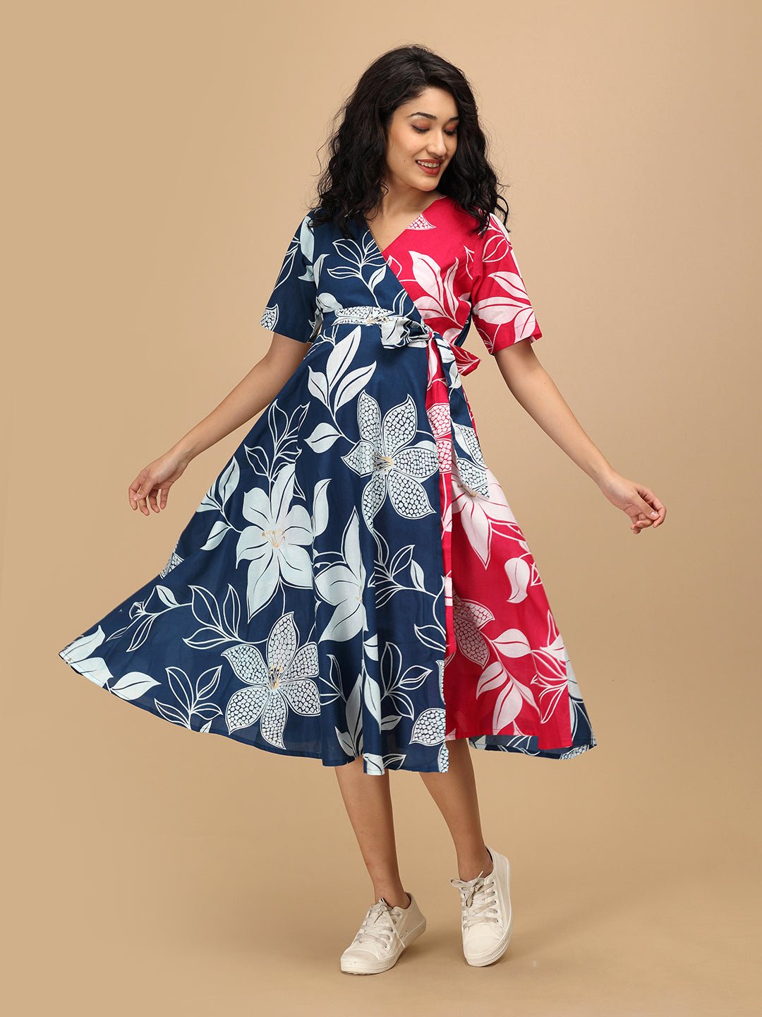  Dual Bloom Maternity and Nursing Wrap Dress Multi