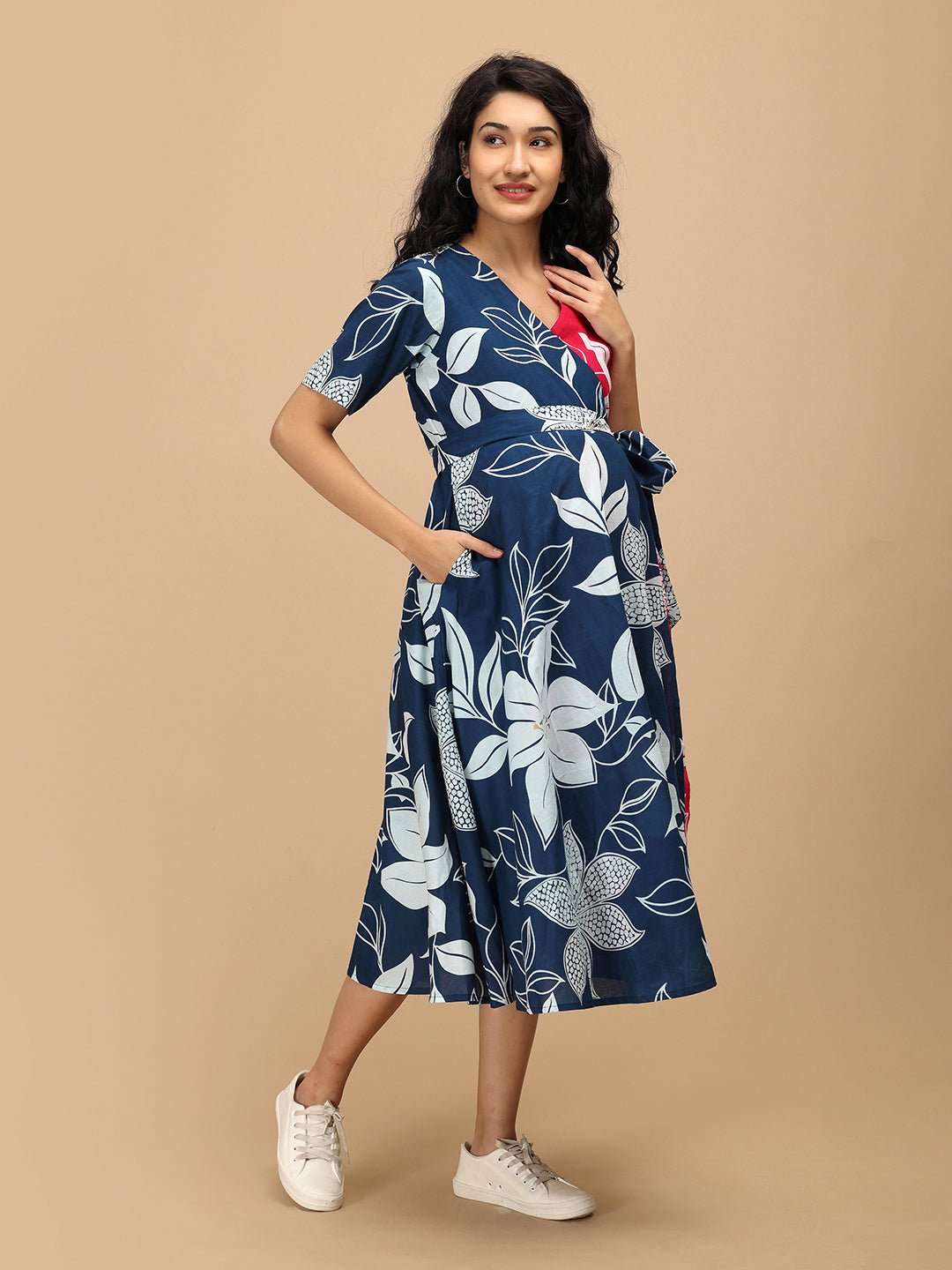  Dual Bloom Maternity and Nursing Wrap Dress Multi
