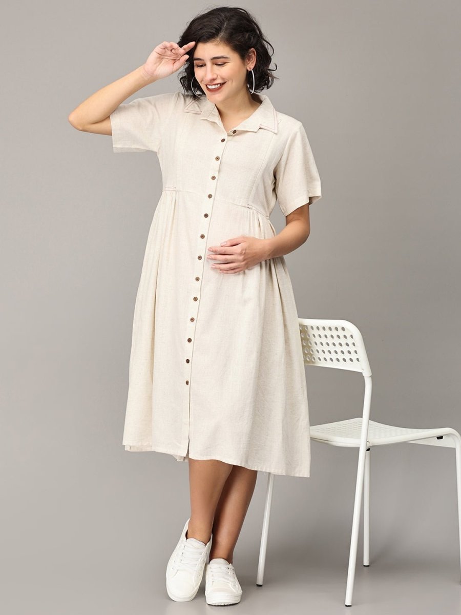  Dulce De Leche Maternity and Nursing Dress Off White
