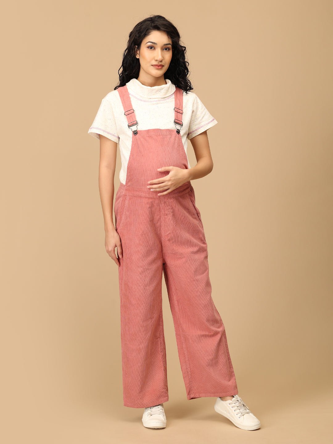  Dusky Rose Corduroy Maternity Dungaree Dusky Rose