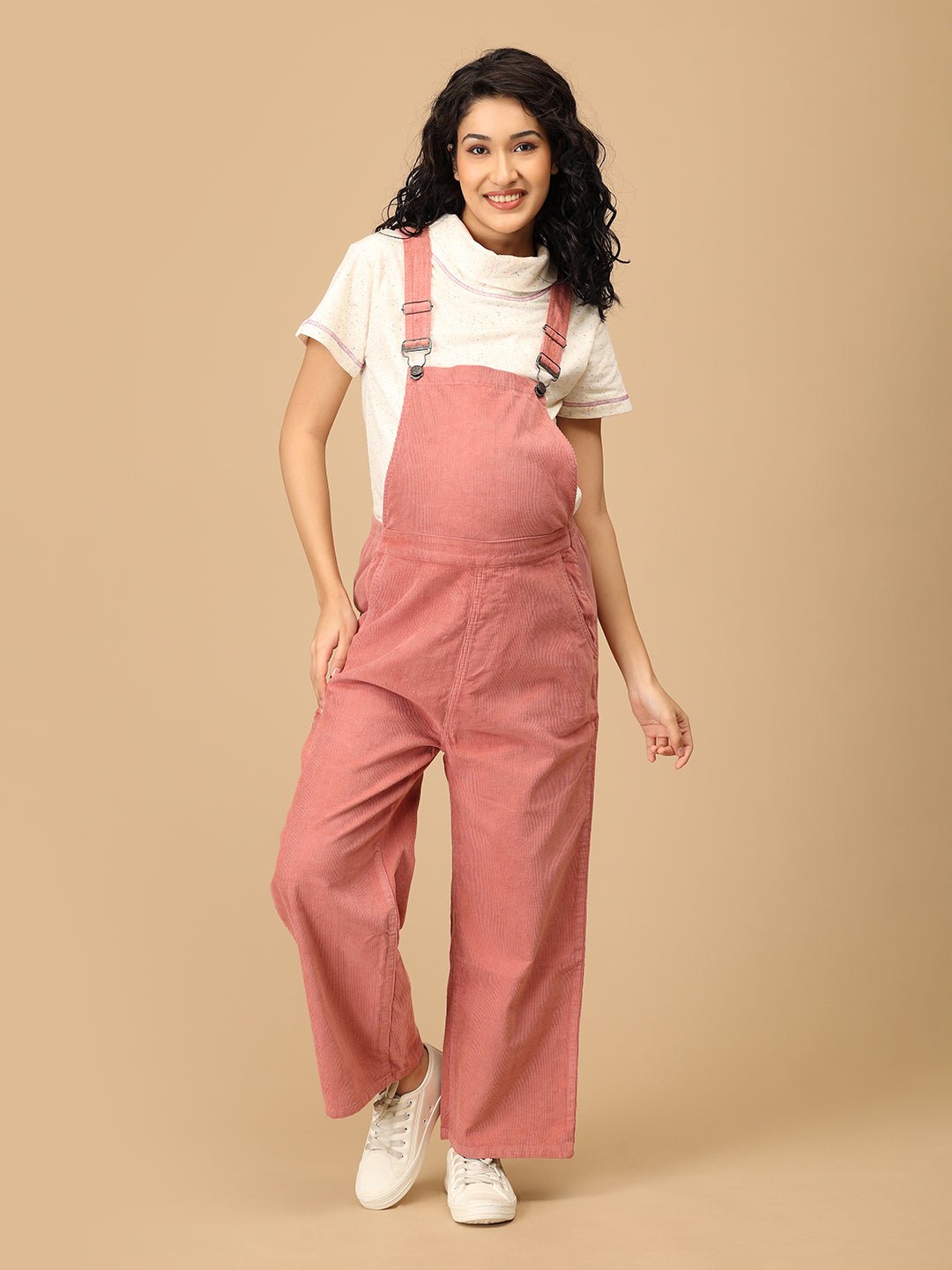  Dusky Rose Corduroy Maternity Dungaree Dusky Rose