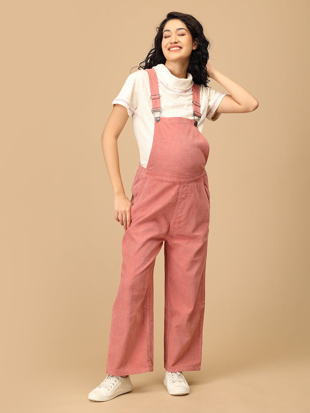  Dusky Rose Corduroy Maternity Dungaree Dusky Rose