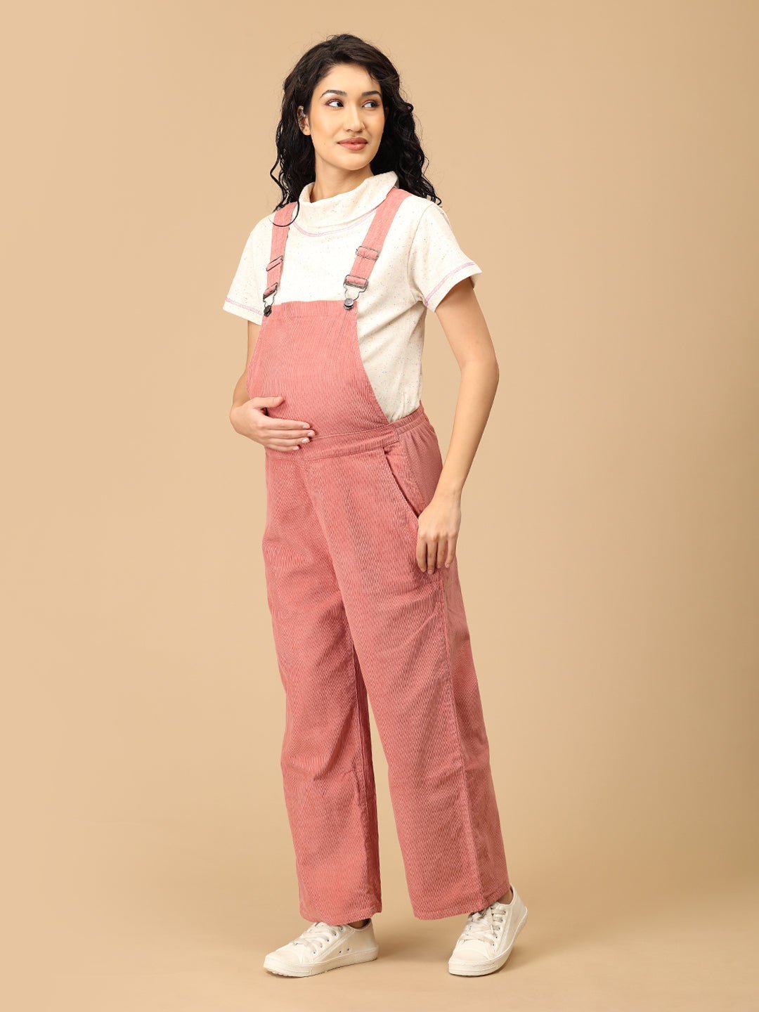  Dusky Rose Corduroy Maternity Dungaree Dusky Rose