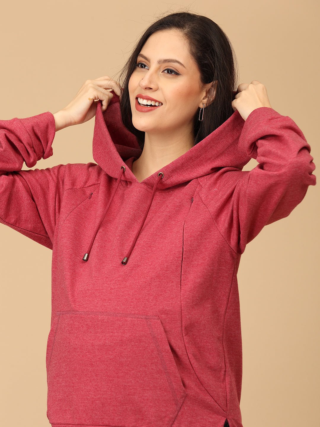  Dusty Snug Maternity and Nursing Sweatshirt Hoodie Crimson