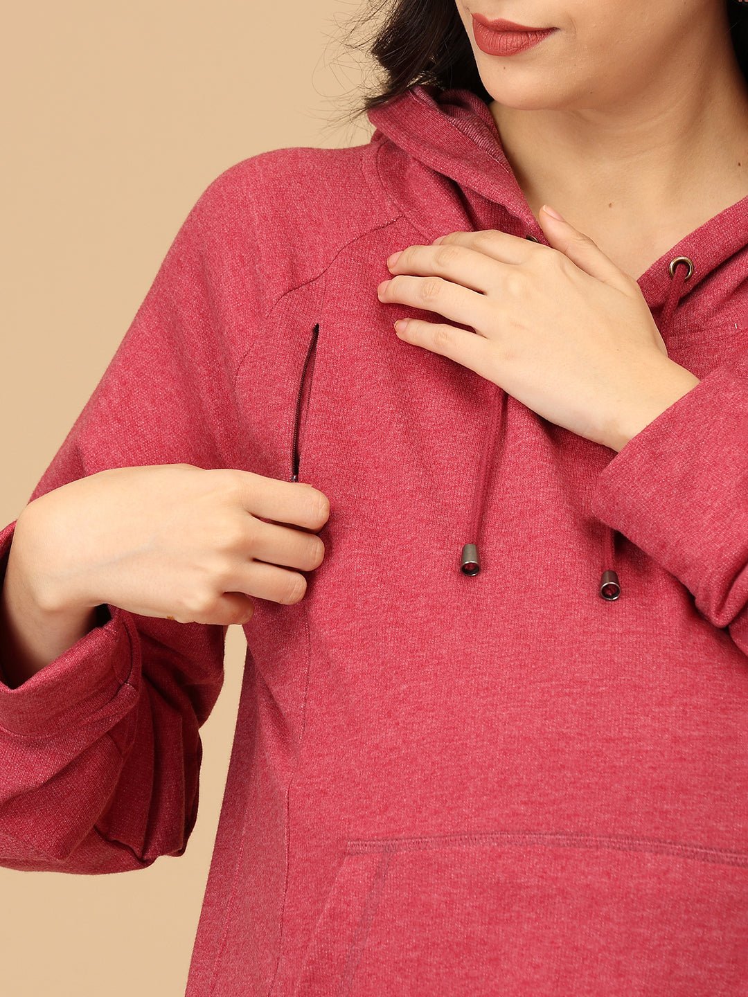  Dusty Snug Maternity and Nursing Sweatshirt Hoodie Crimson