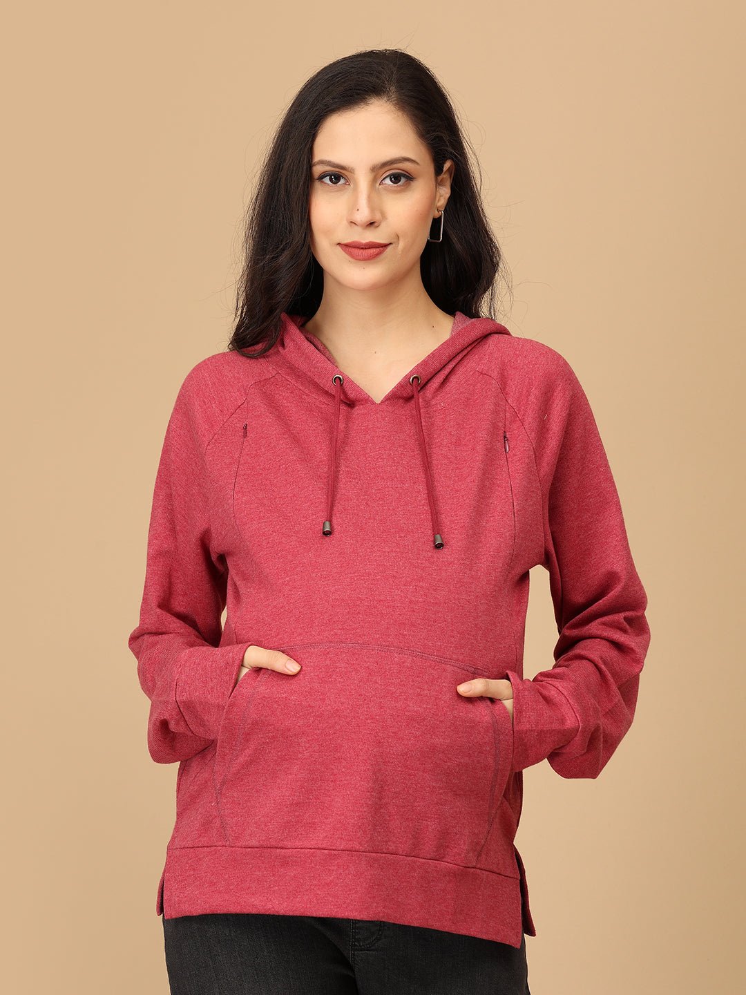  Dusty Snug Maternity and Nursing Sweatshirt Hoodie Crimson