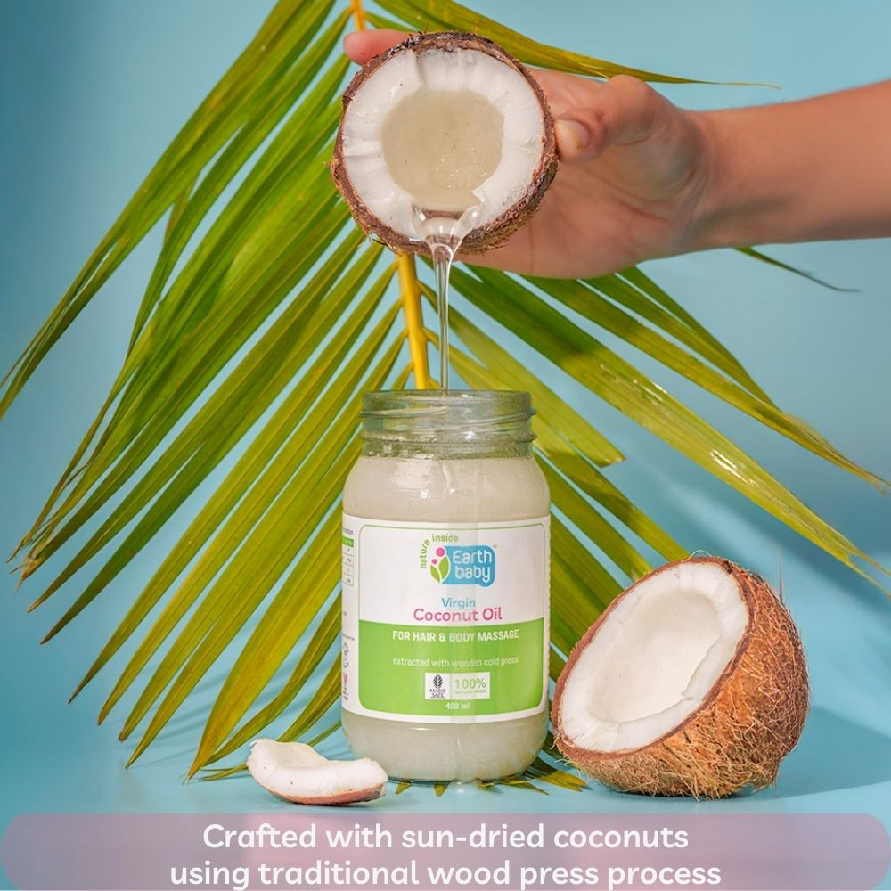 EarthBaby Virgin Coconut Oil Wood Cold Pressed Natural 275ml 0.61lb