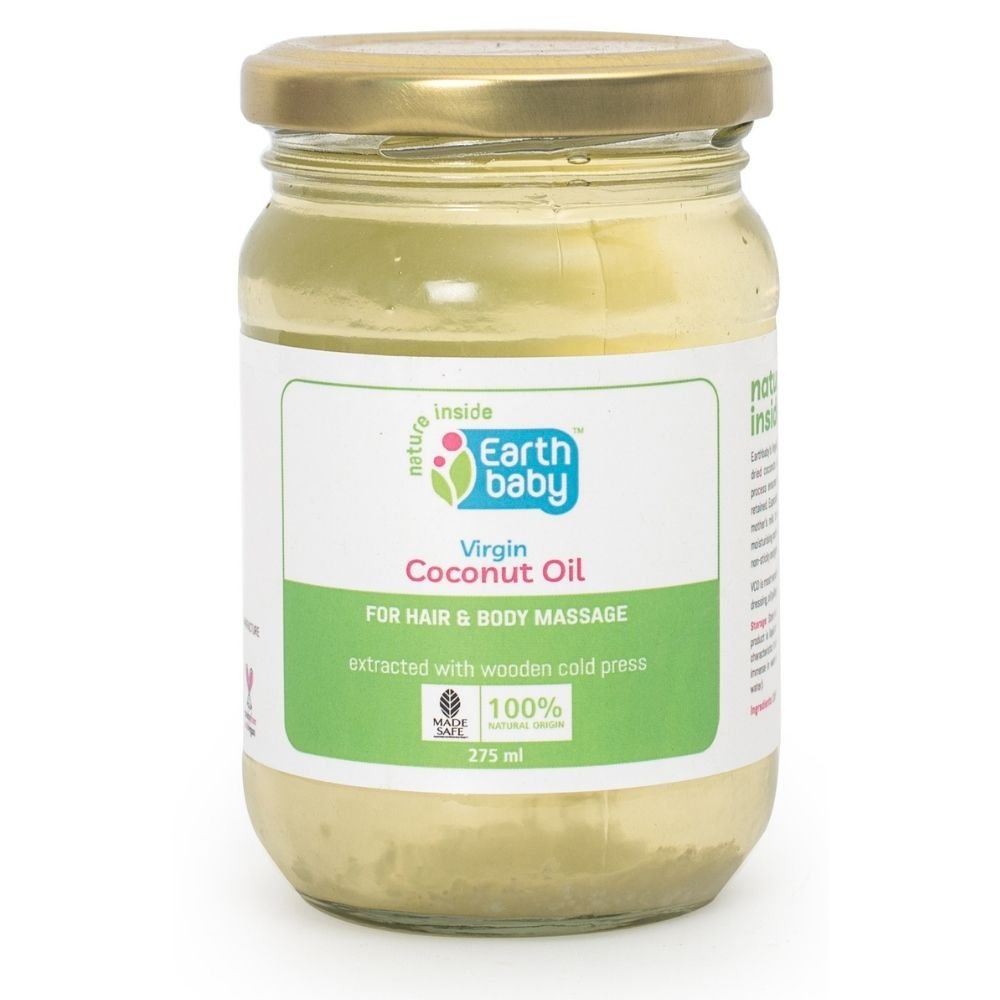 EarthBaby Virgin Coconut Oil Wood Cold Pressed Natural 275ml 0.61lb