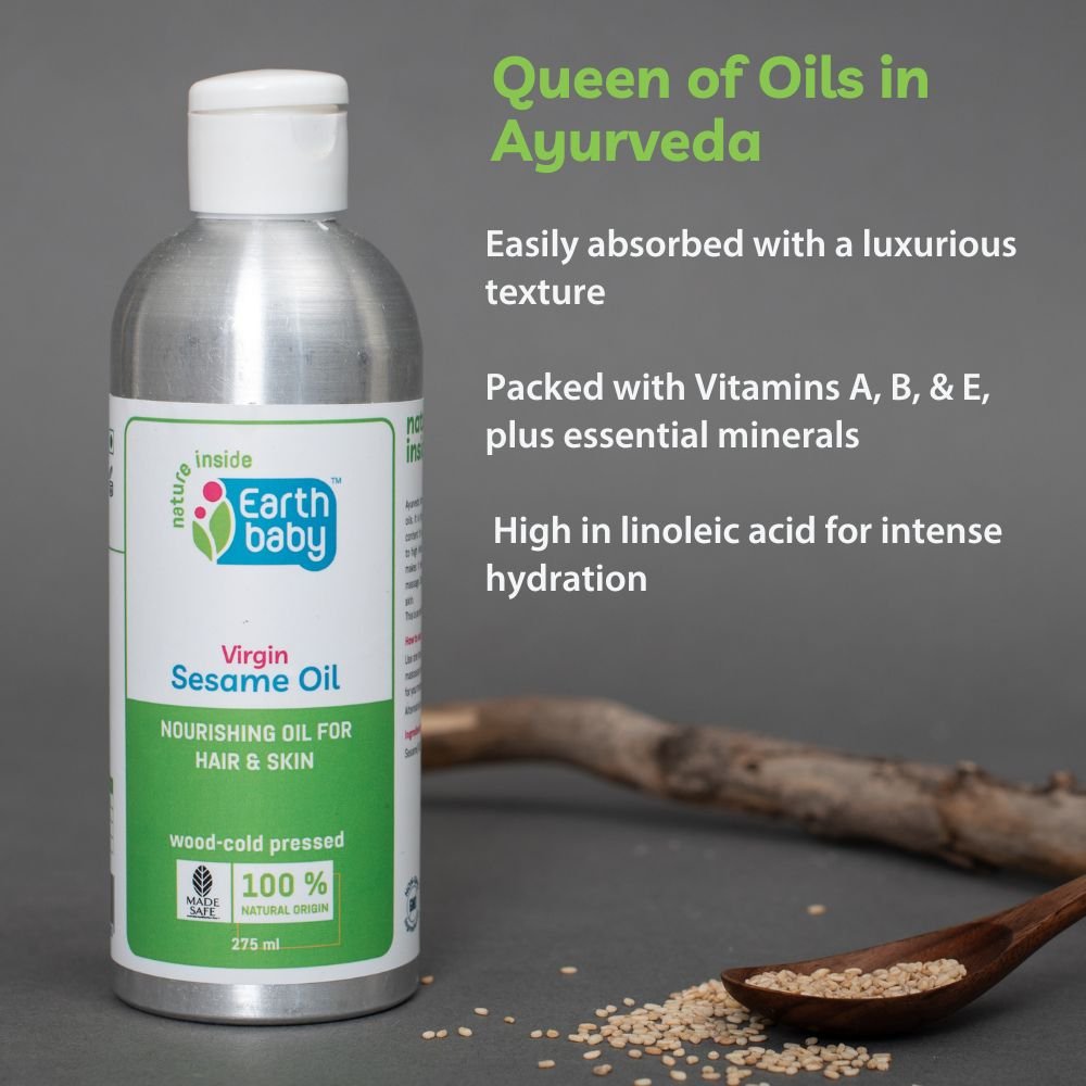 EarthBaby 100% Natural Cold Pressed Virgin Sesame Til Oil 250ml 0.55lb