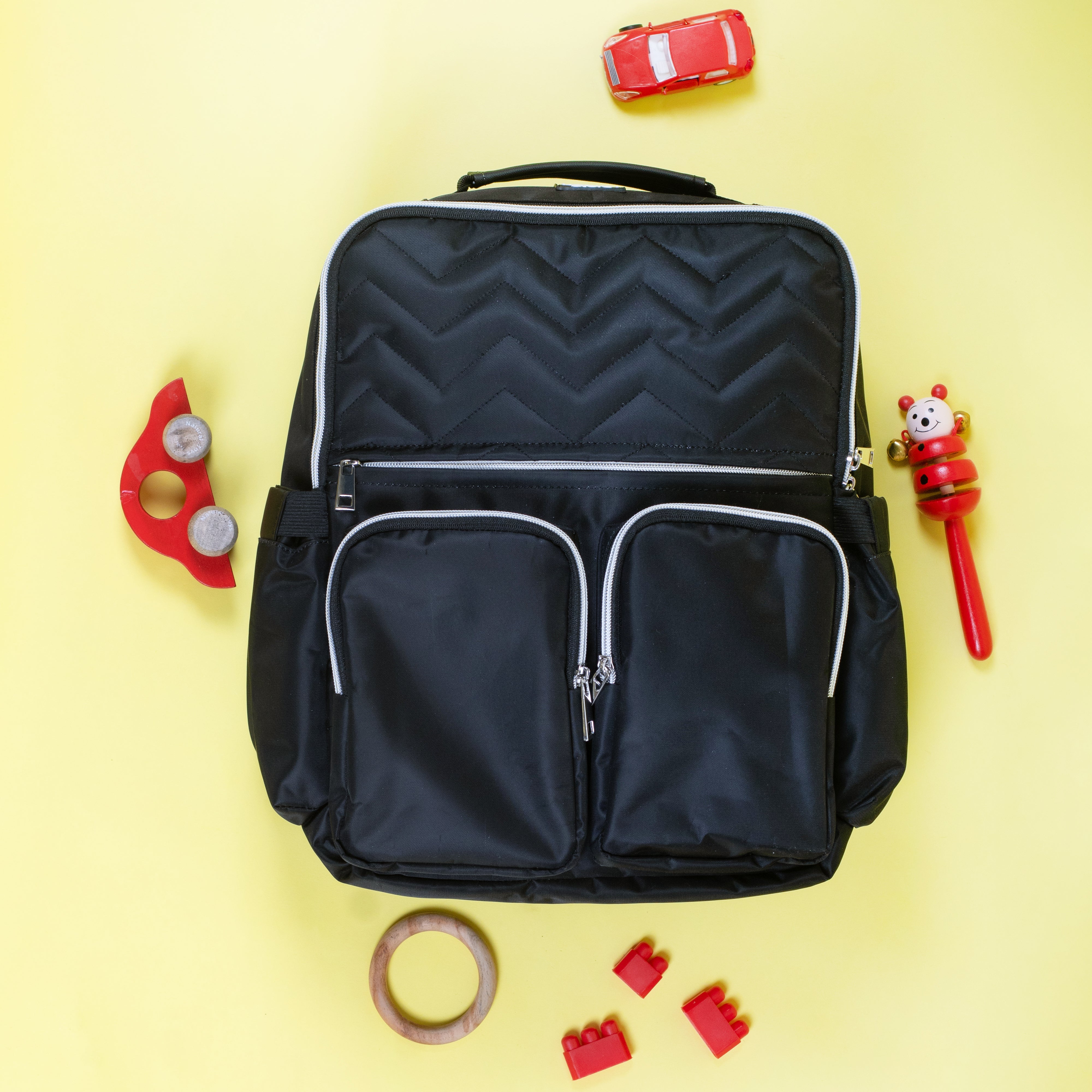  Ebony Black Diaper Bag Waterproof Travel Backpack