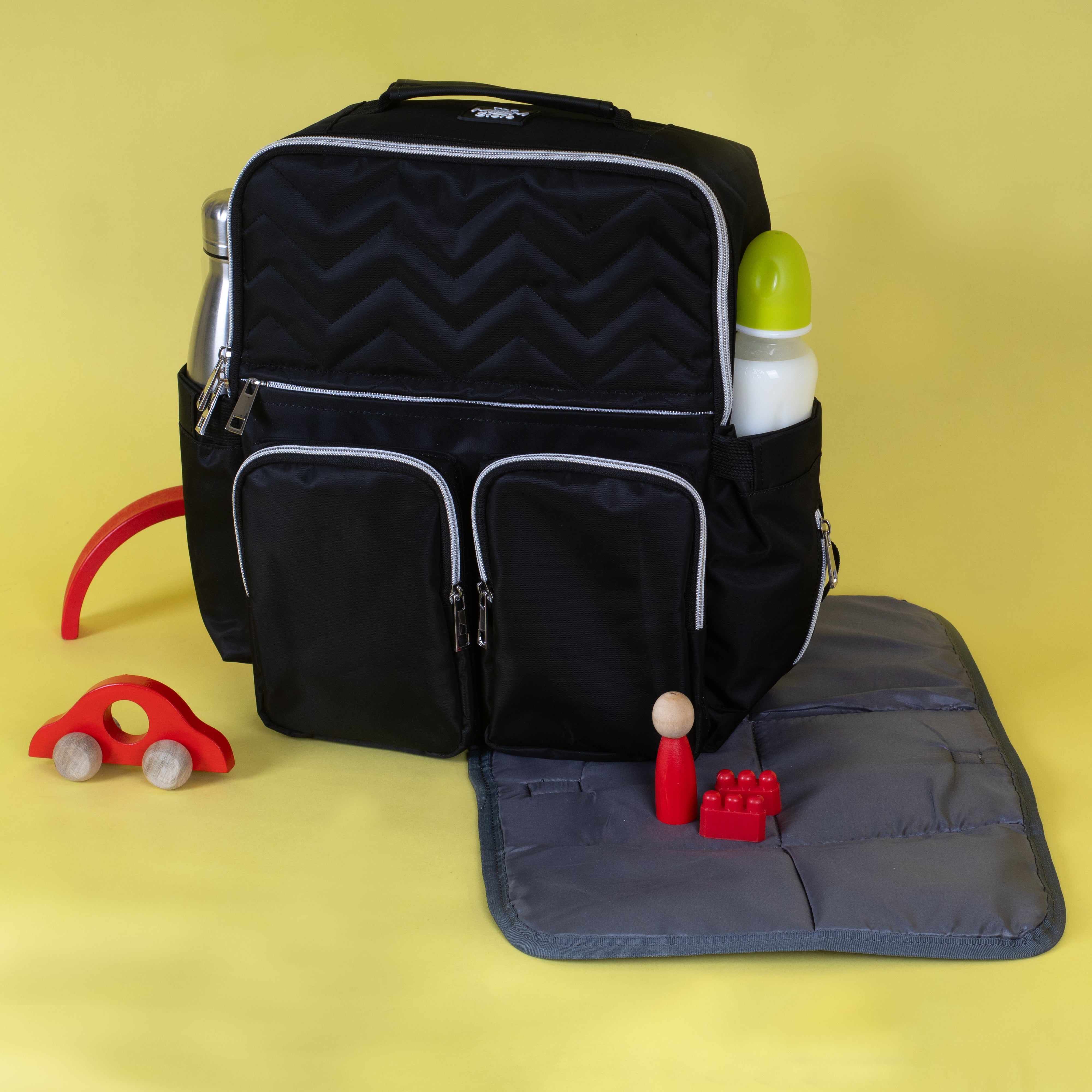  Ebony Black Diaper Bag Waterproof Travel Backpack