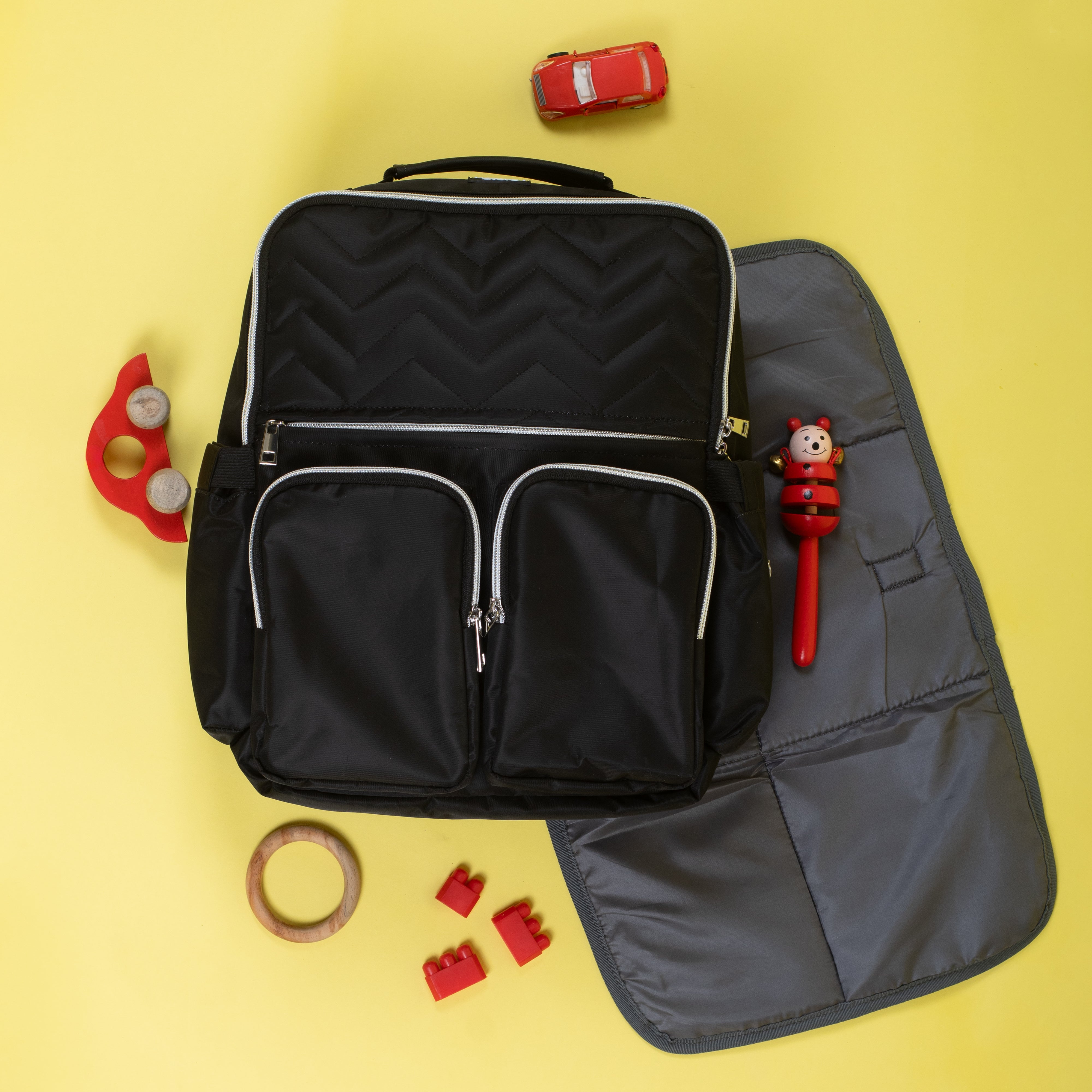  Ebony Black Diaper Bag Waterproof Travel Backpack