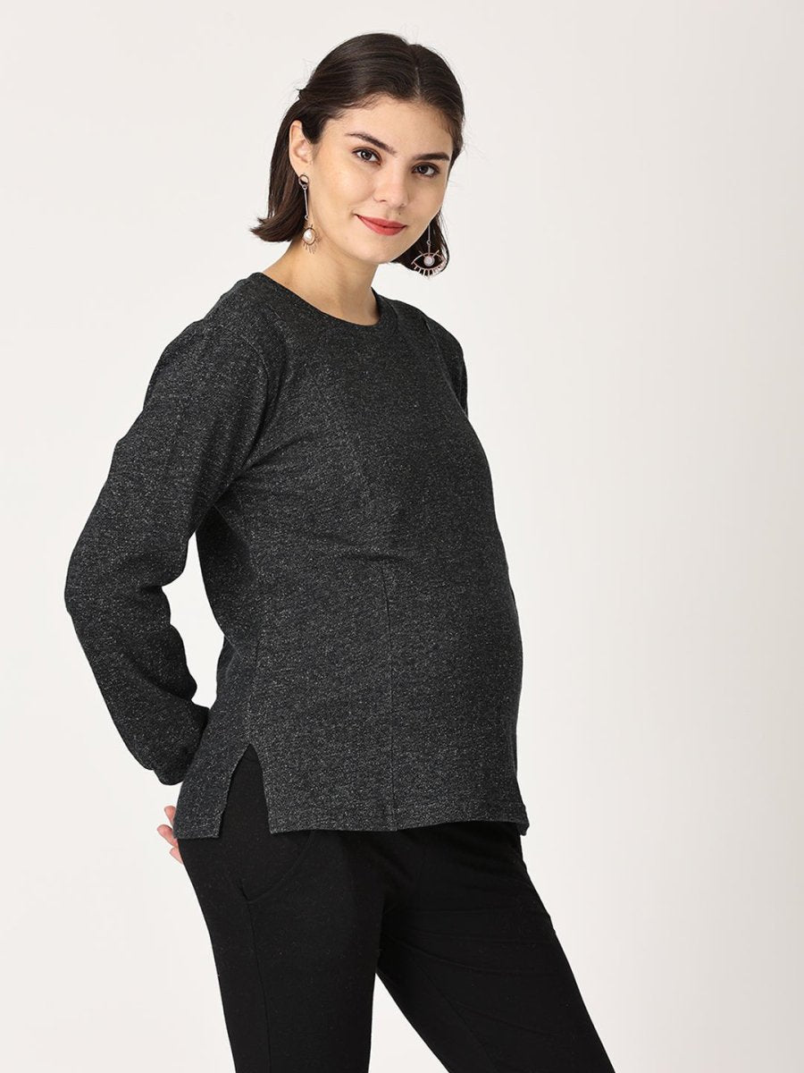  Eclipse Maternity and Nursing Sweatshirt Black