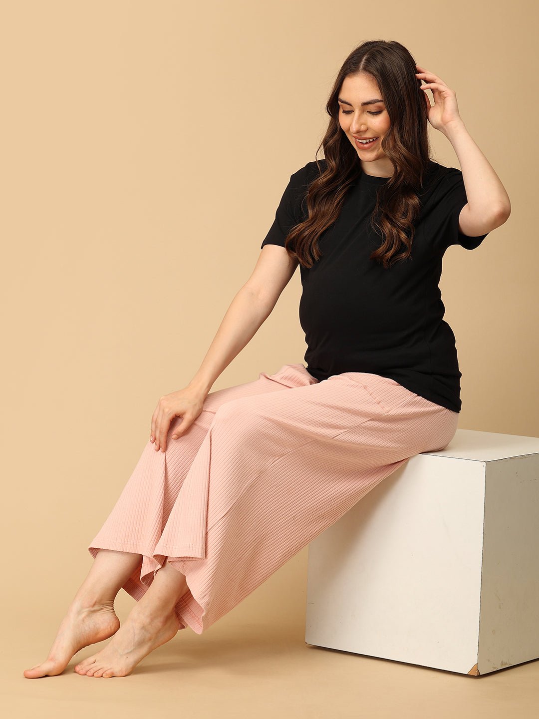  Ecru Drift Ribbed Maternity Culottes Ecru