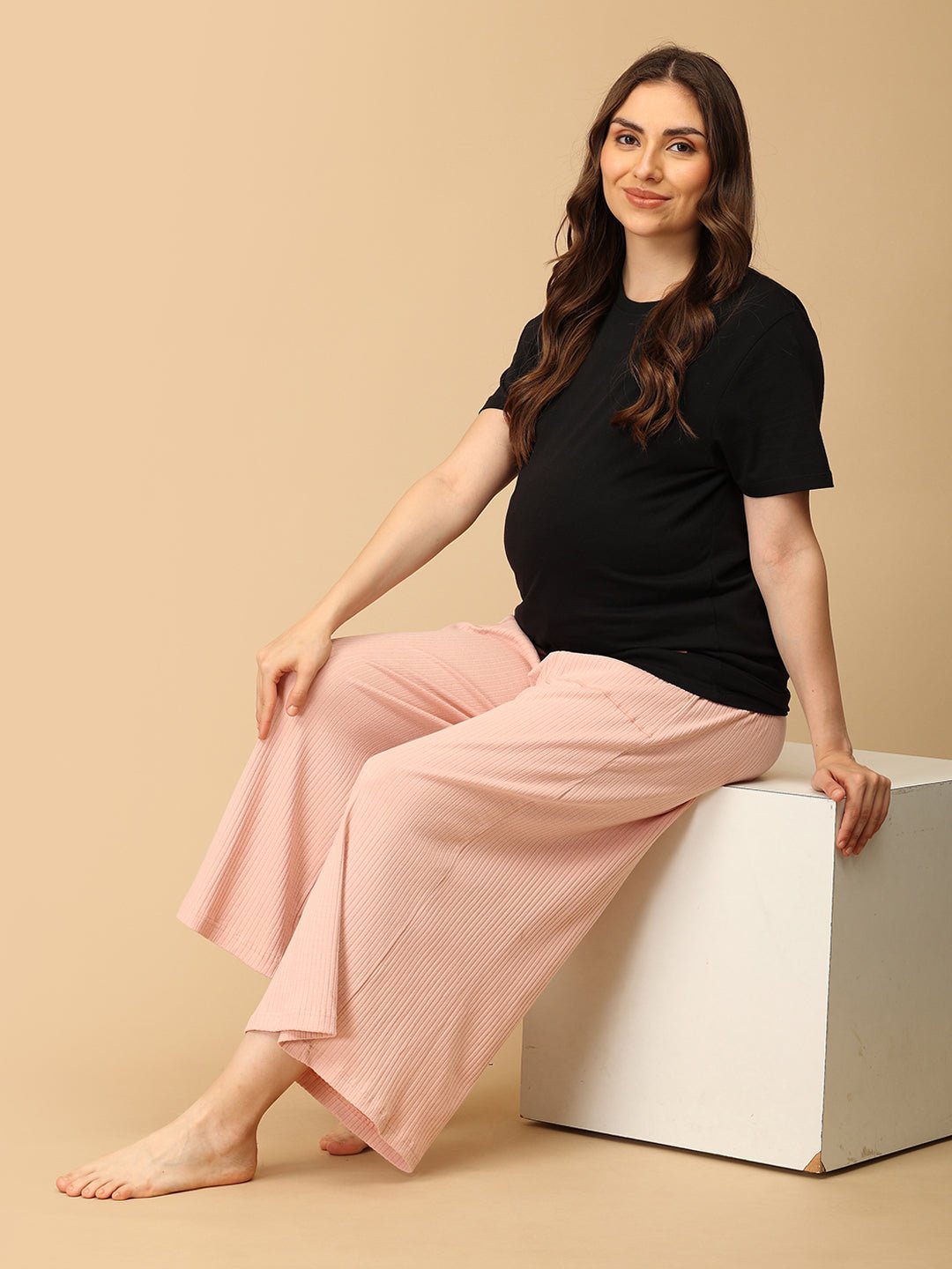  Ecru Drift Ribbed Maternity Culottes Ecru