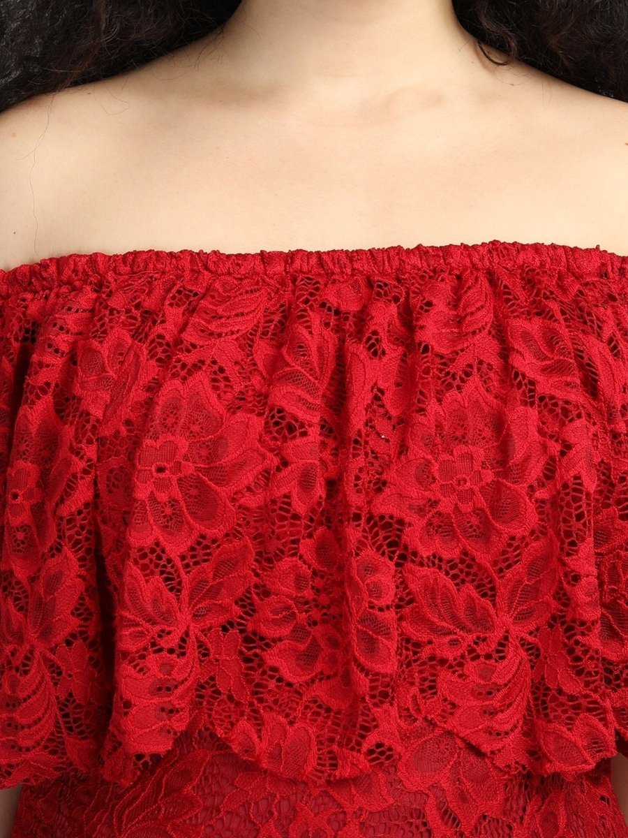  Elegant Wine Maternity Lace Gown Red