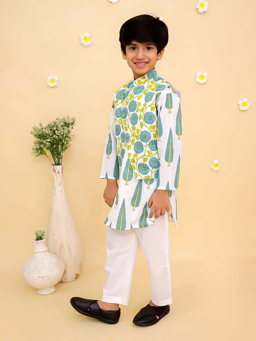 Emeraluxe Boys Jacket And Kurta Pajama Set