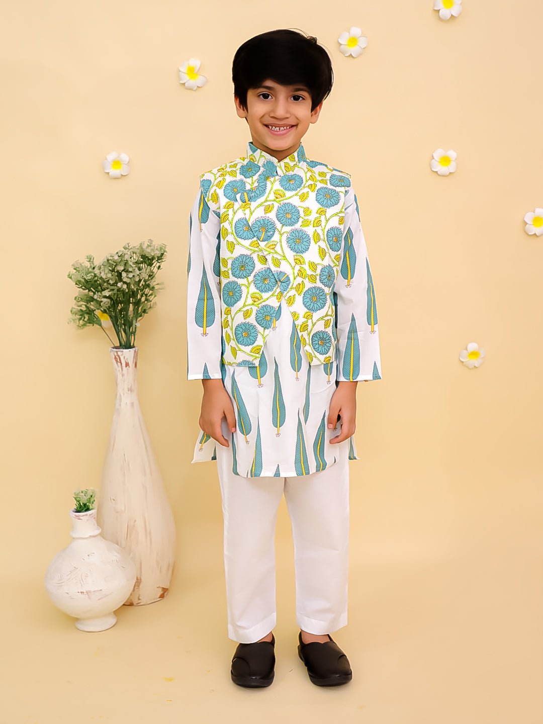 Emeraluxe Boys Jacket And Kurta Pajama Set