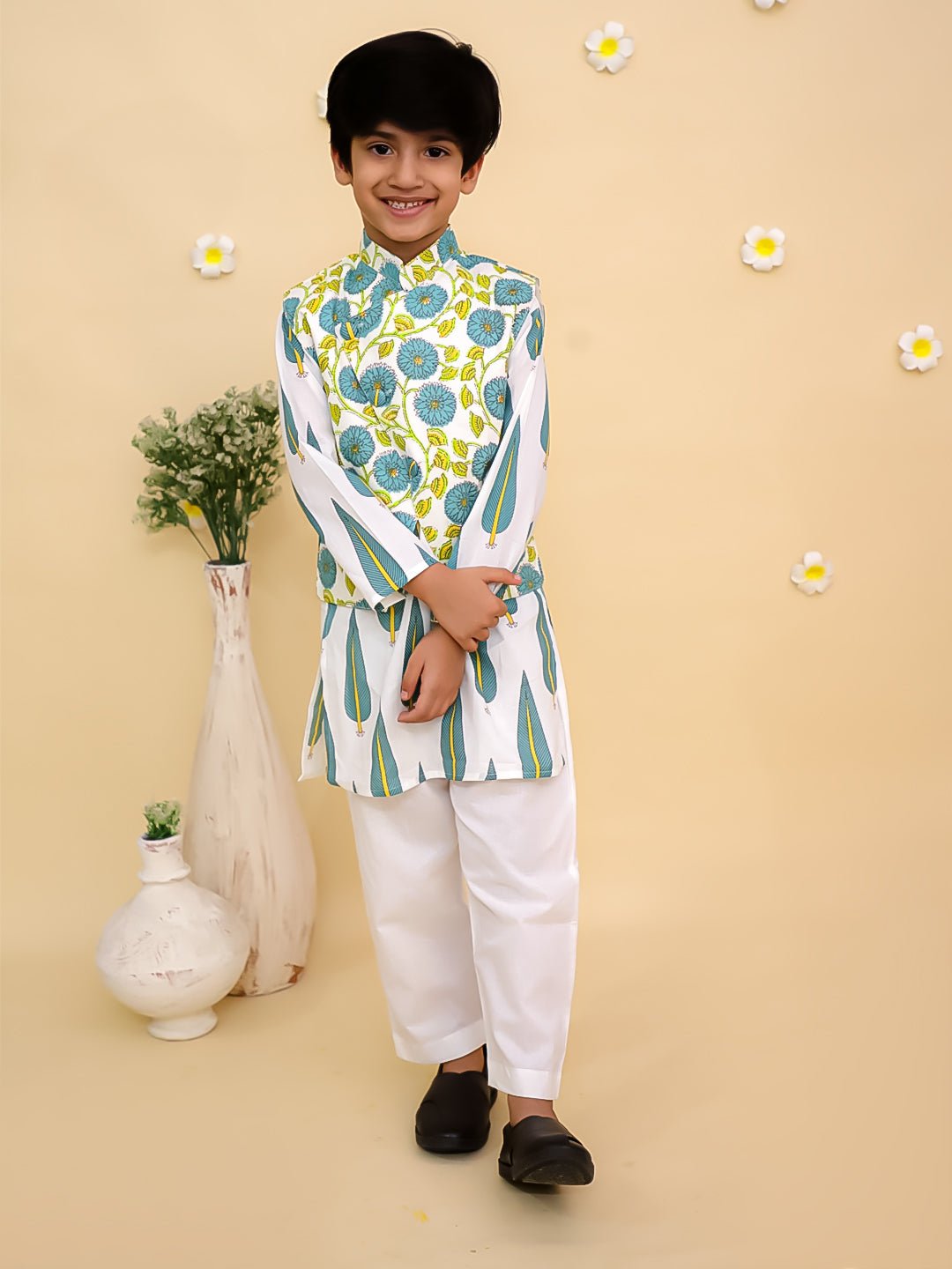 Emeraluxe Boys Jacket And Kurta Pajama Set