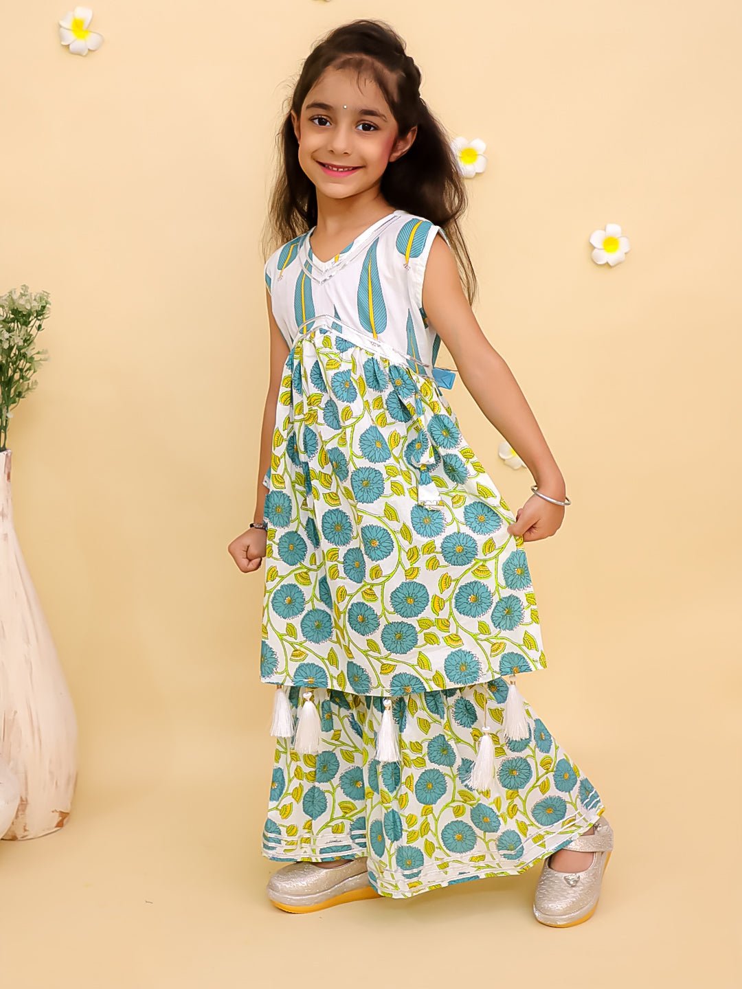 Emeraluxe Girls Anarkali Sharara Set