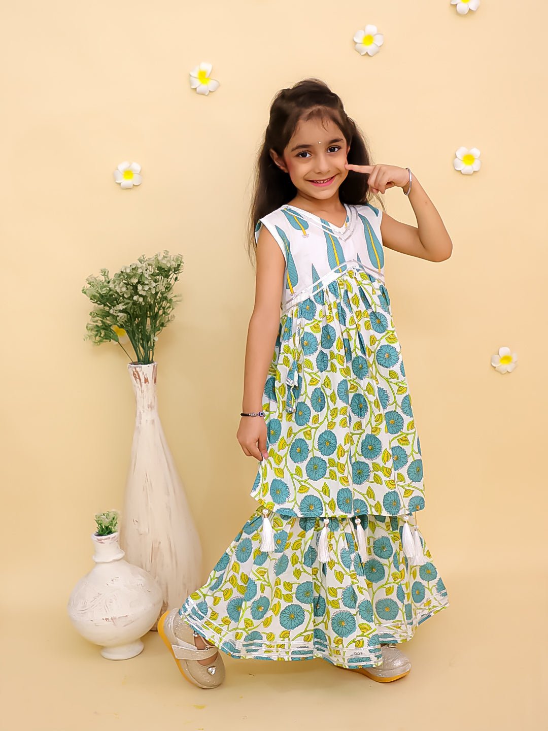 Emeraluxe Girls Anarkali Sharara Set