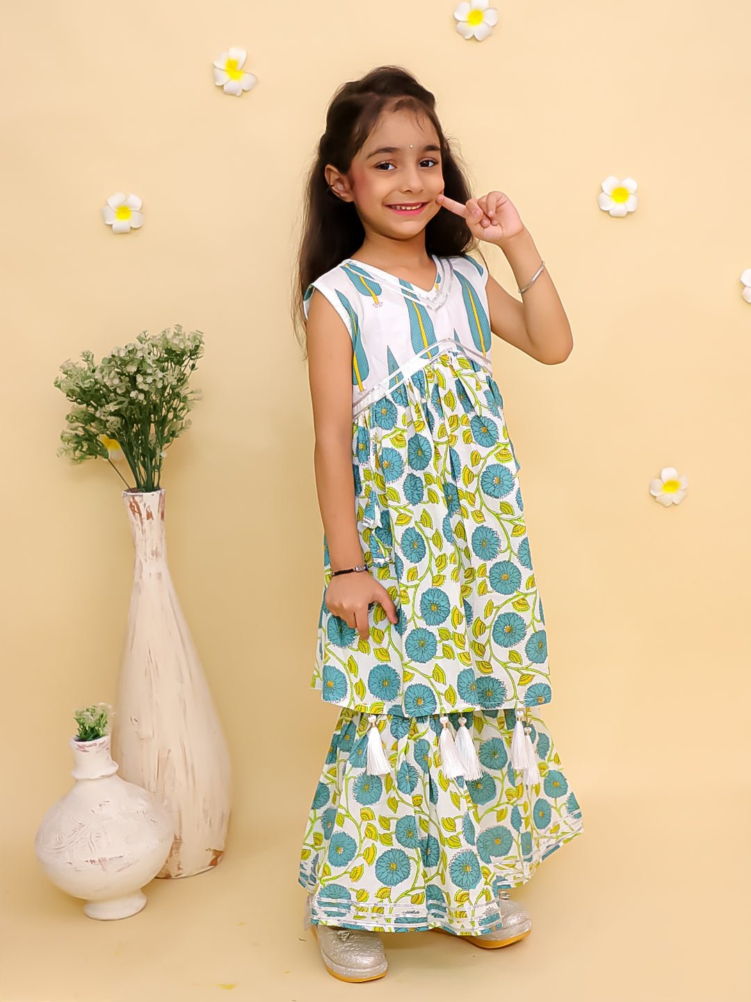 Emeraluxe Girls Anarkali Sharara Set