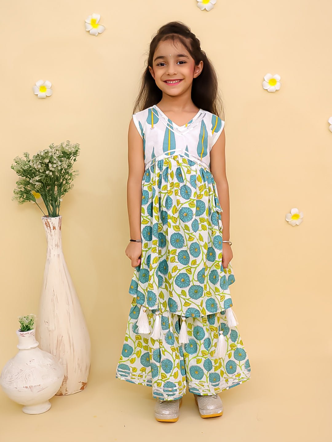 Emeraluxe Girls Anarkali Sharara Set