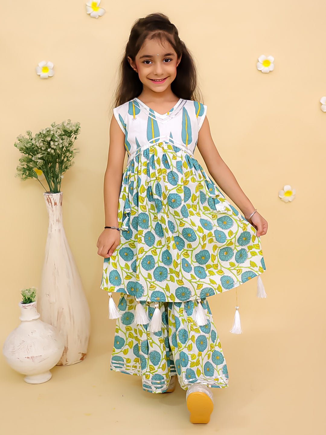 Emeraluxe Girls Anarkali Sharara Set