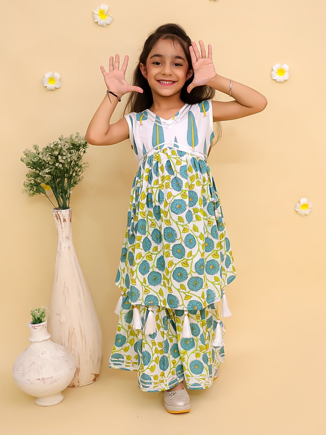 Emeraluxe Girls Anarkali Sharara Set