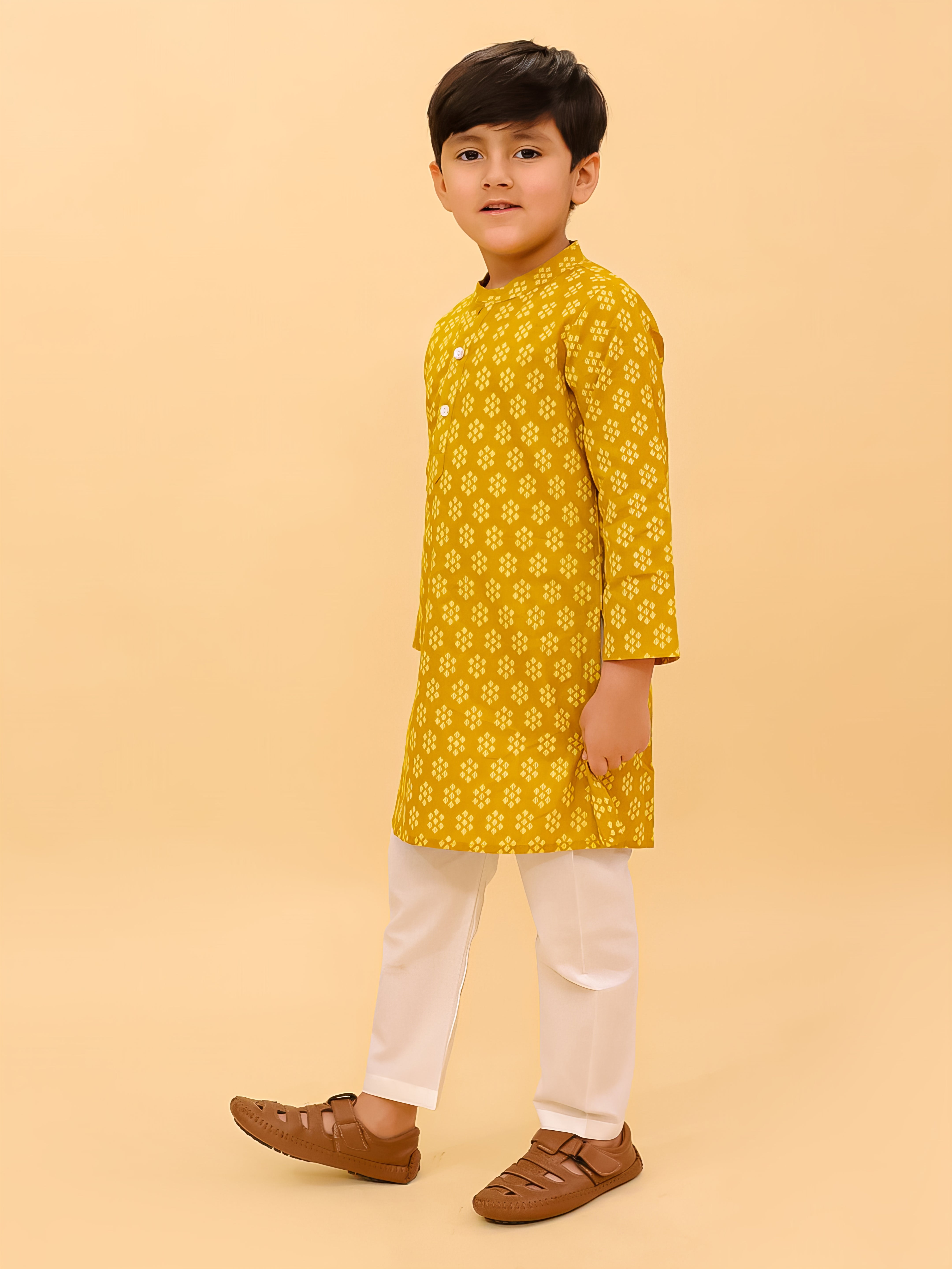 Mango Sorbet Orange Cotton Ethnic Kurta Pajama And Anarkali Twinning Combo Of 2