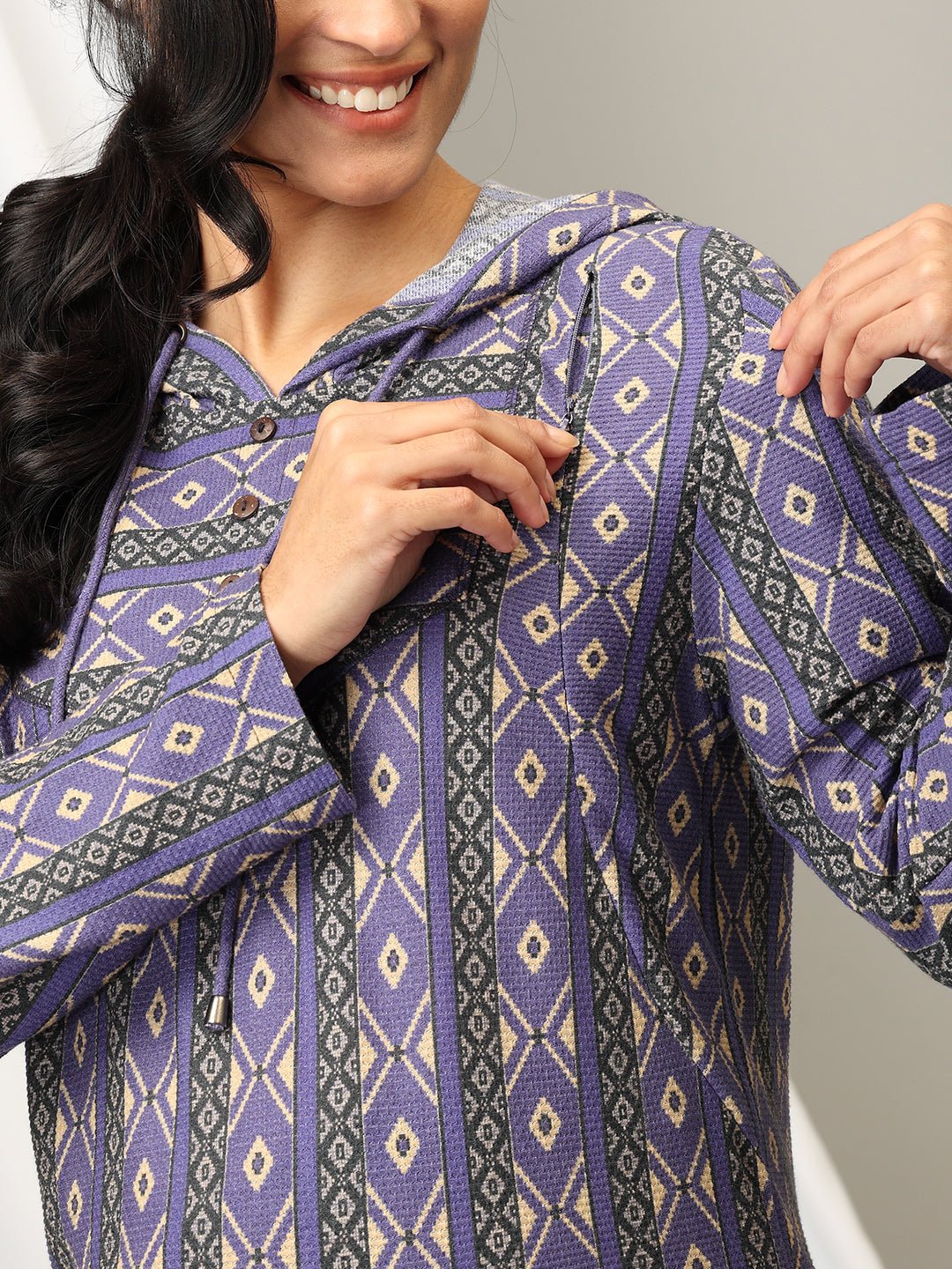  Euphoric Dazzle Maternity and Nursing Hoodie Sweatshirt Purple