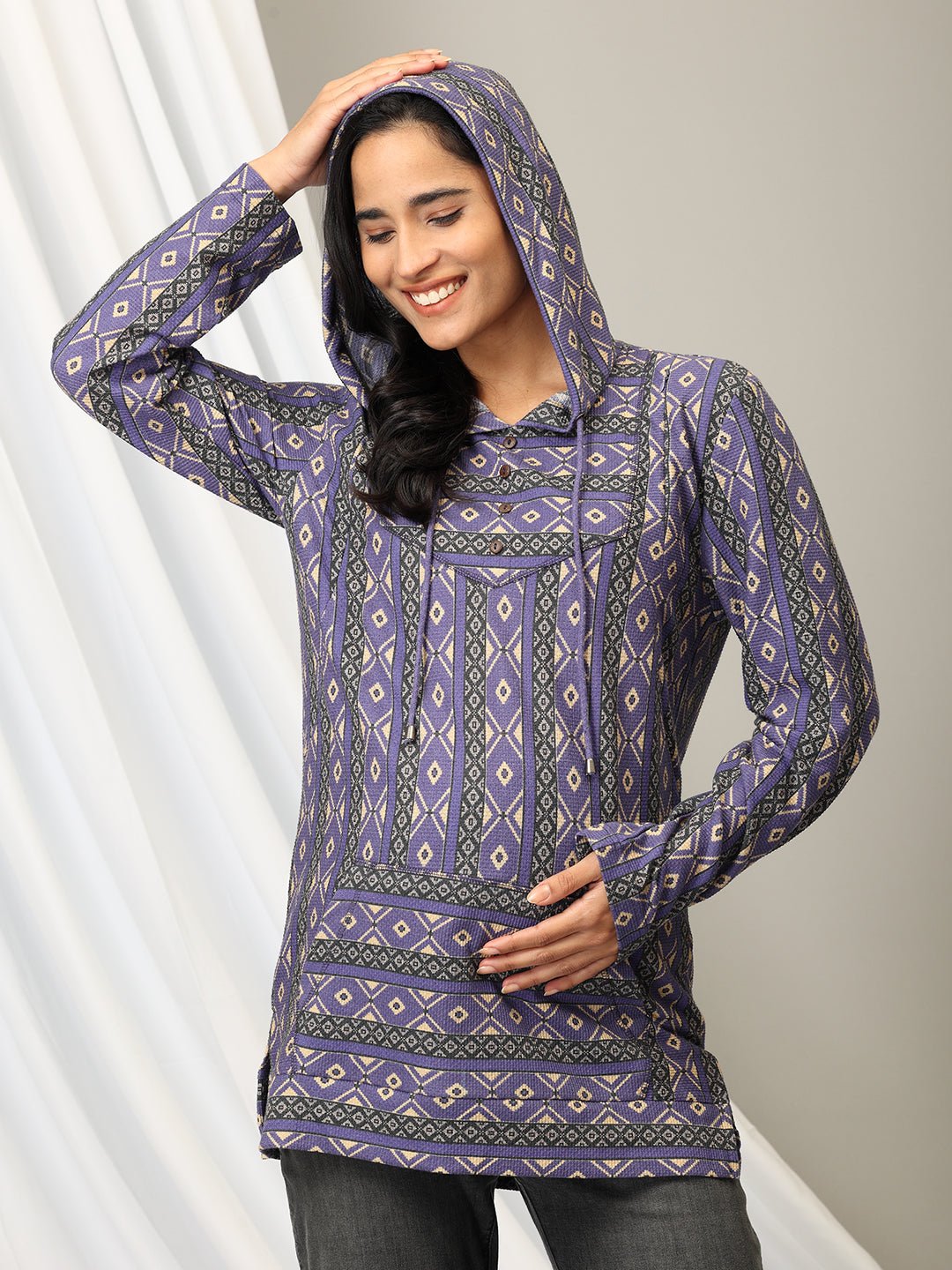  Euphoric Dazzle Maternity and Nursing Hoodie Sweatshirt Purple