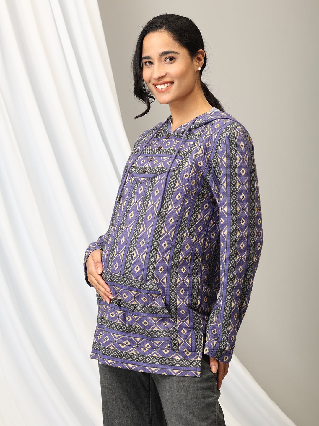  Euphoric Dazzle Maternity and Nursing Hoodie Sweatshirt Purple