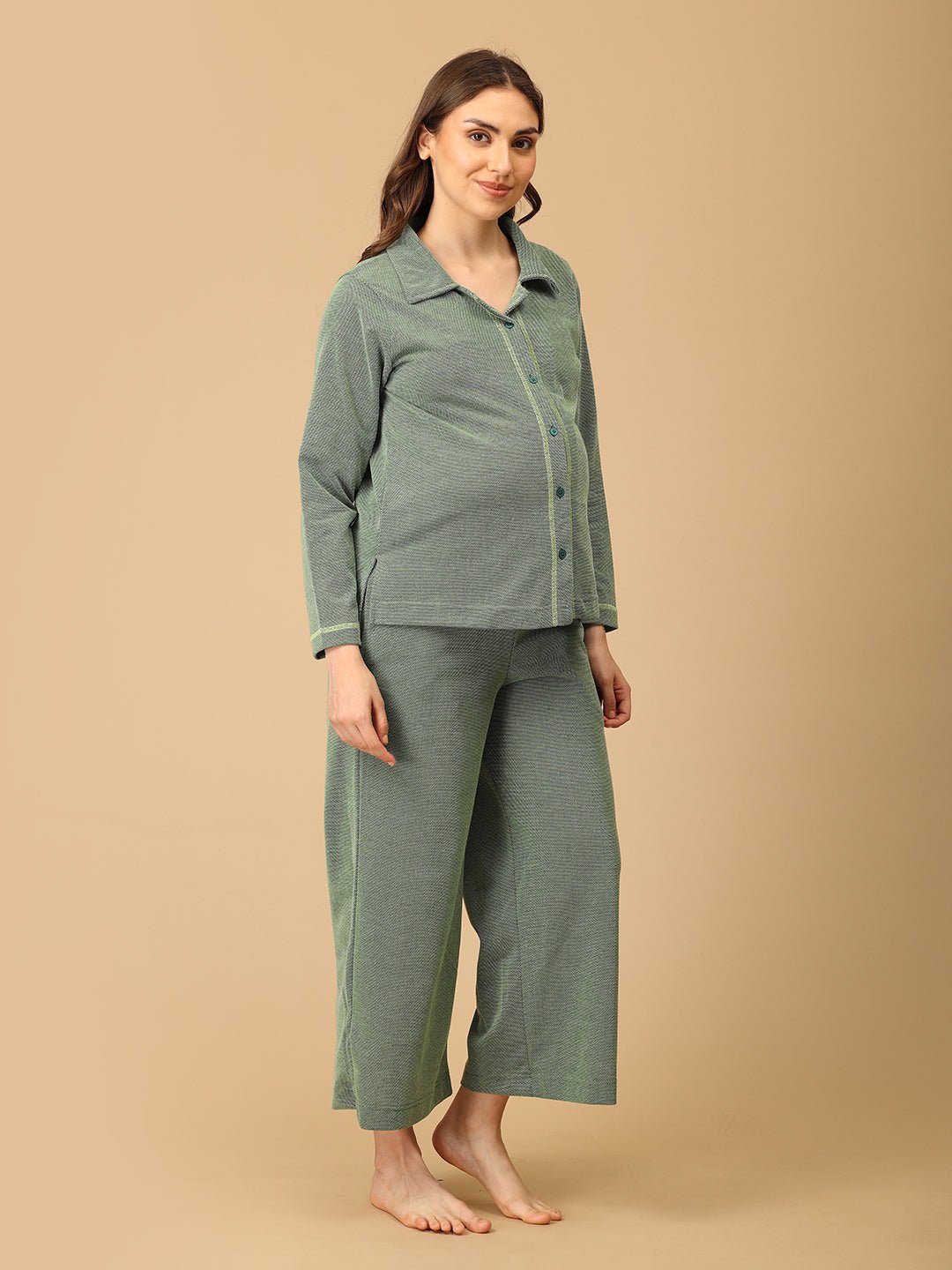  Evergreen Ease Maternity and Nursing Pajama Set Green