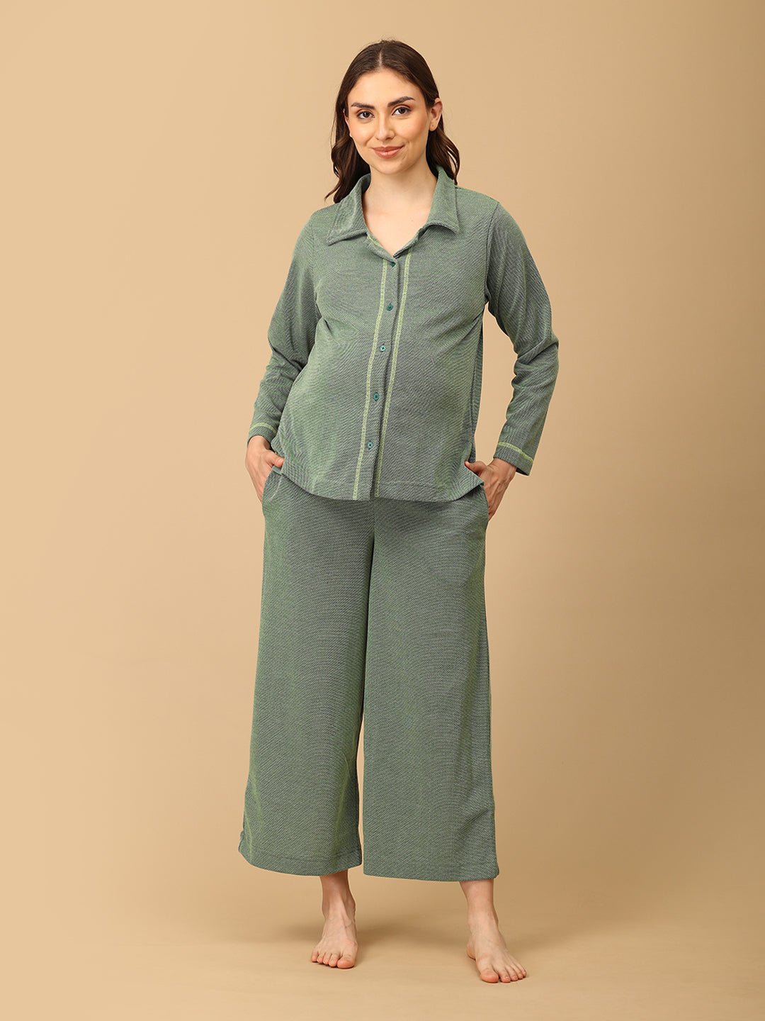  Evergreen Ease Maternity and Nursing Pajama Set Green