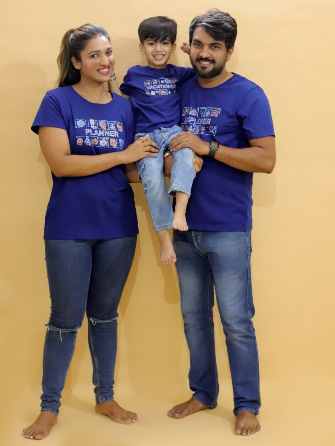 Explorer Print Men's Women's And Baby T-shirts Twinning Combo Of 3