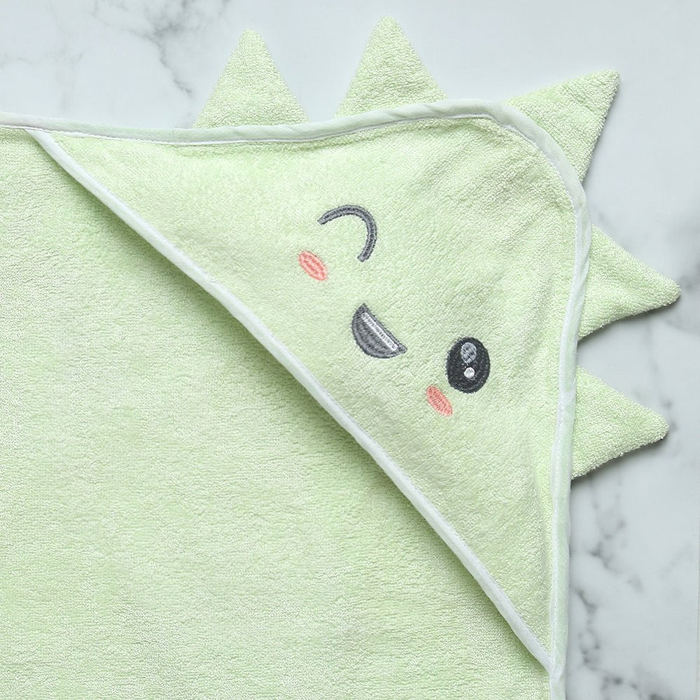 Dino 2D Animal Ear Bamboo Cotton Toddler Hooded Towel