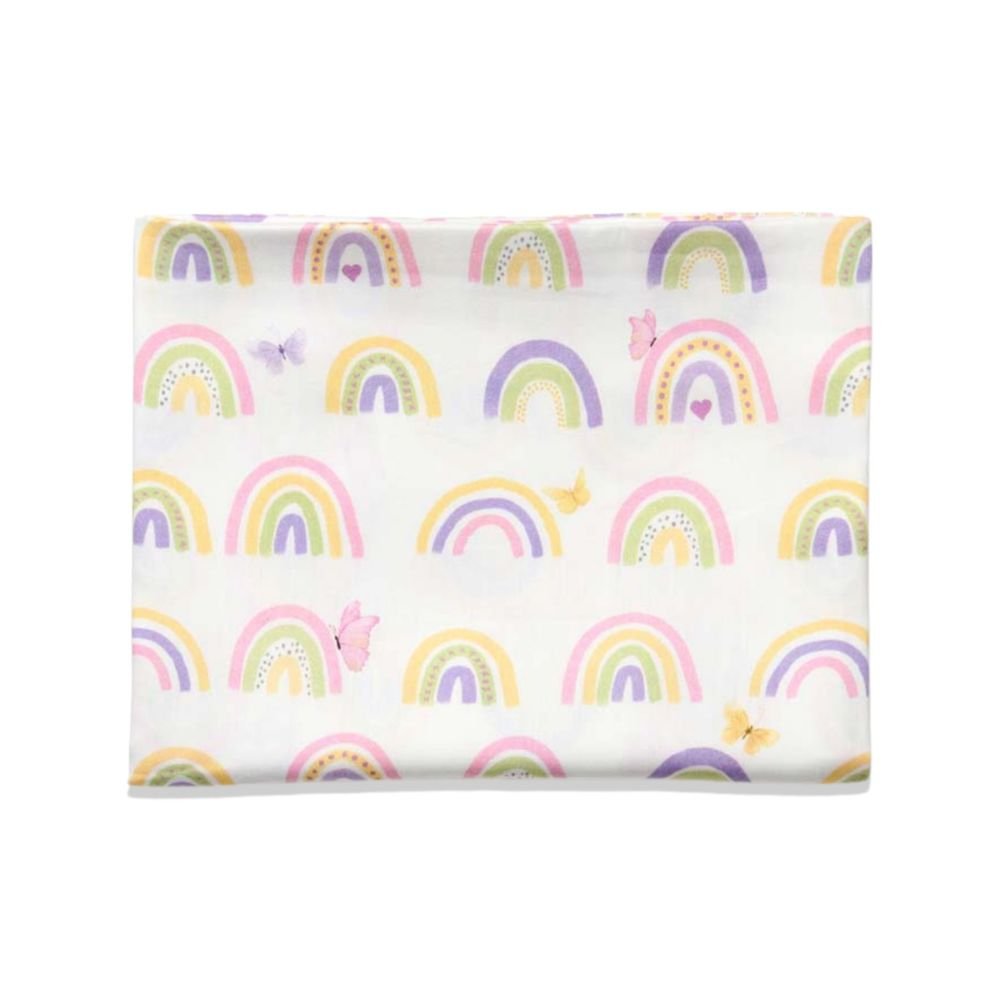 Rainbow Dreams Fancy Fluff 1 PC Kids Organic Cotton Fitted Sheet For Stokke Sleepi Bed Mini